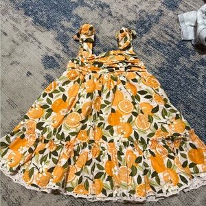 Sincerely Jules Orange Floral Kids Dress